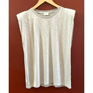An'ge Women's Gray Silver Shoulder Pad Minimalist Tank Top Size S/M Edgy Rocker